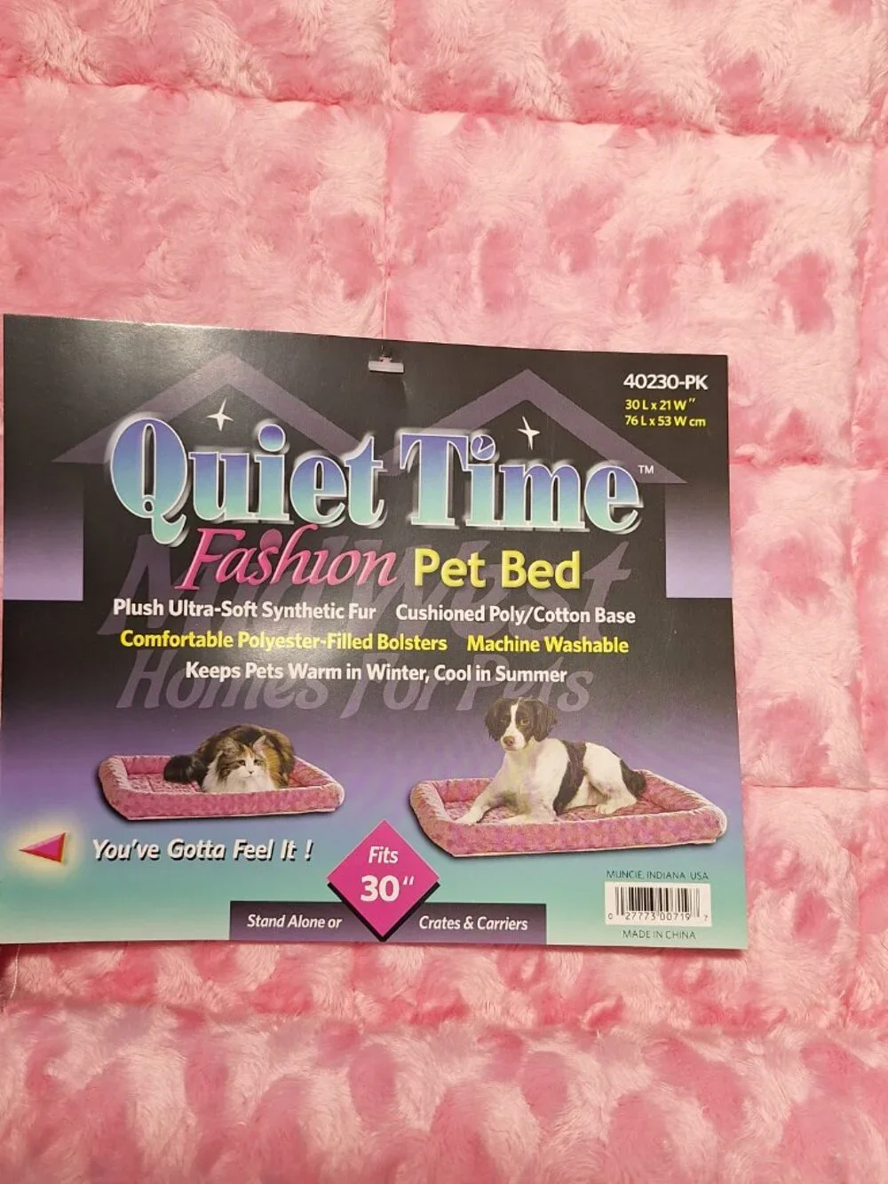 MidWest Homes for Pets QuietTime Fashion Dog Bed, Pink Faux Fur Bolster, 30
